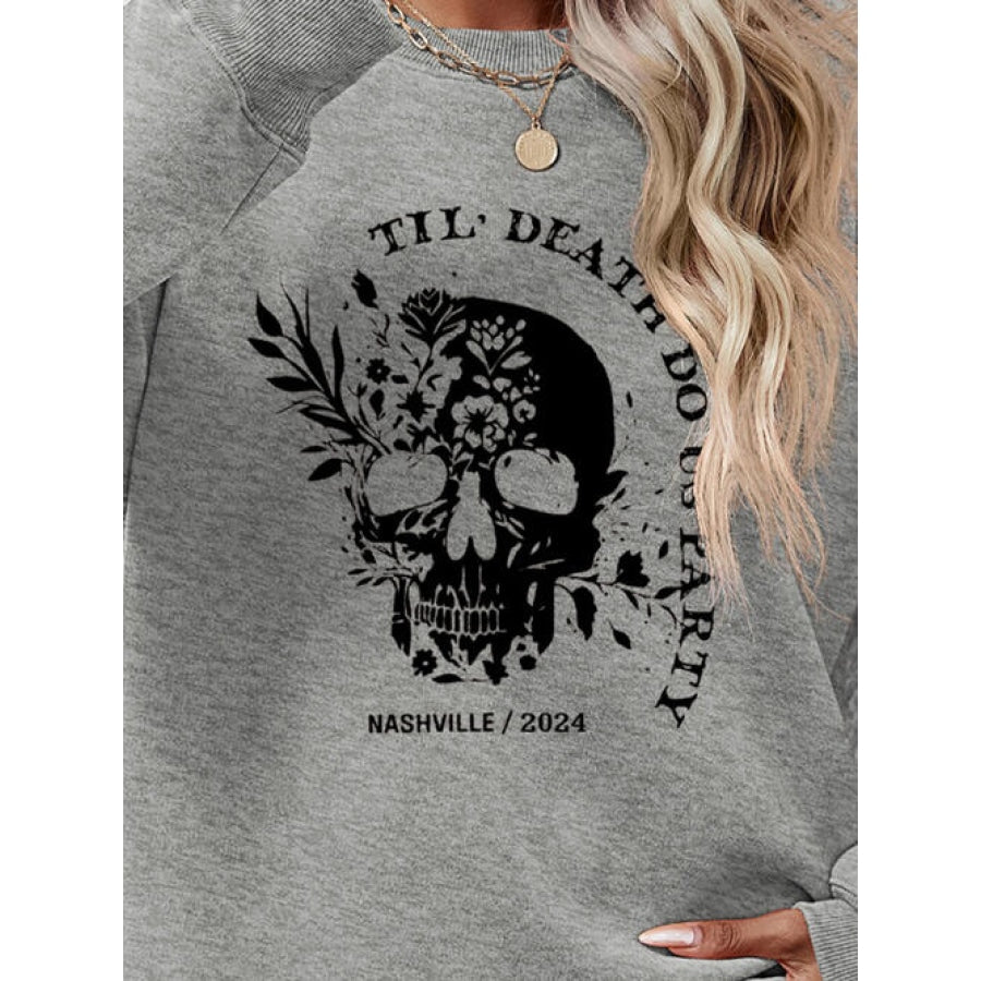 Graphic Round Neck Dropped Shoulder Sweatshirt