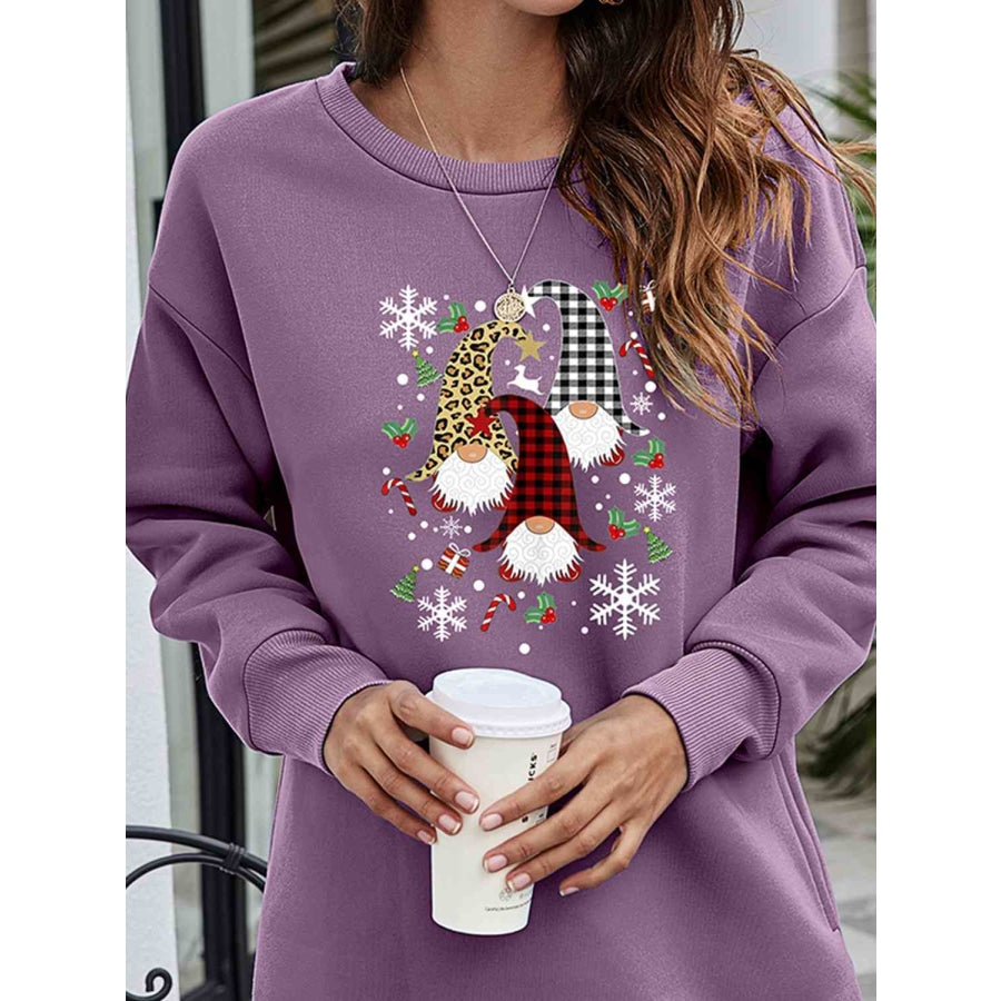 Graphic Round Neck Dropped Shoulder Sweatshirt