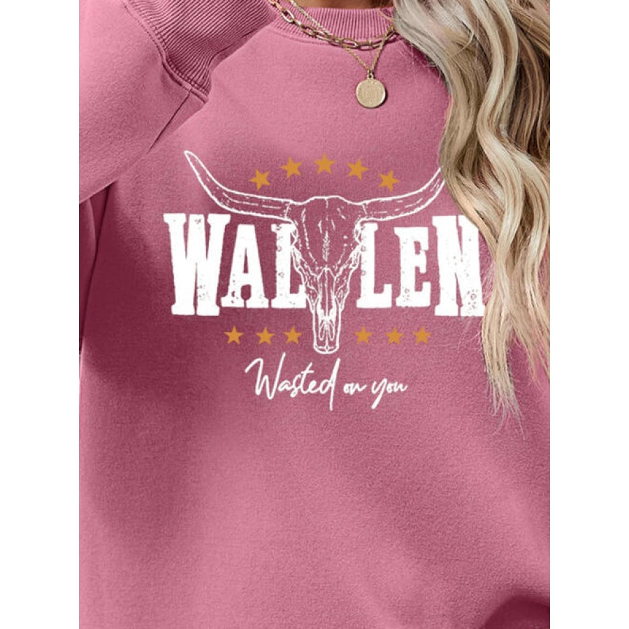 Graphic Round Neck Dropped Shoulder Sweatshirt