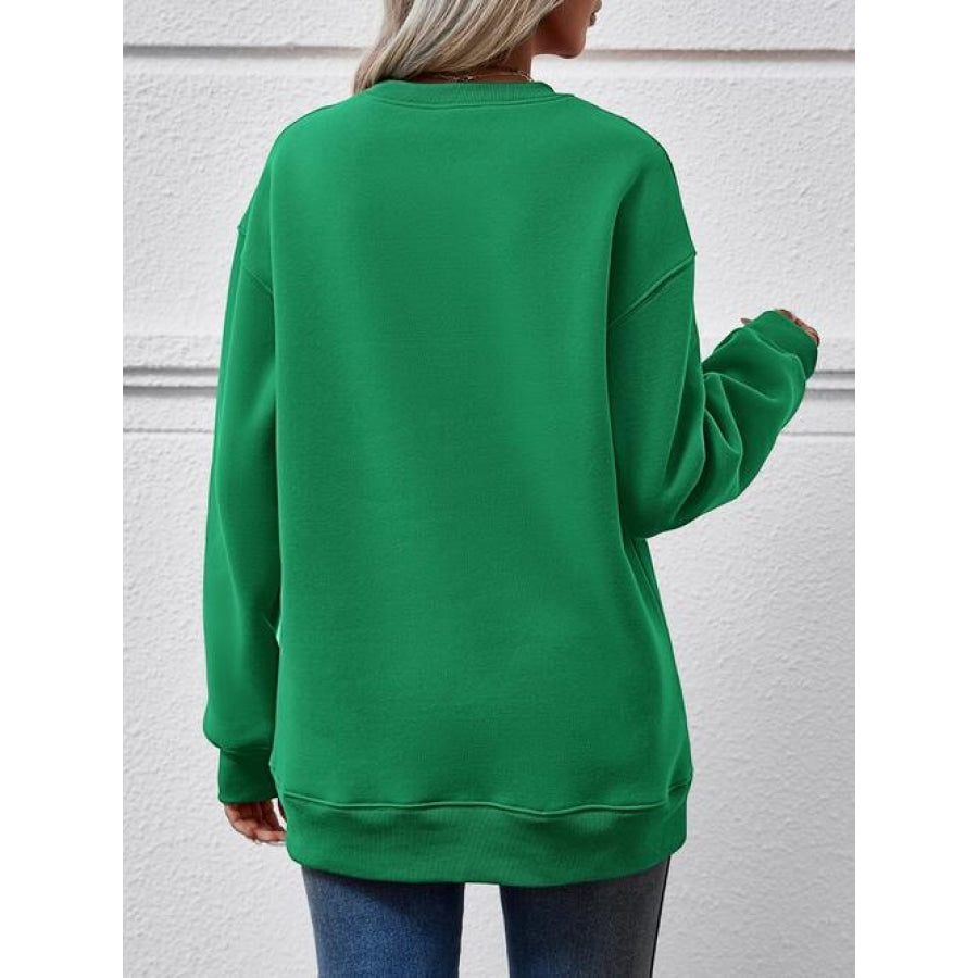 Graphic Round Neck Dropped Shoulder Sweatshirt