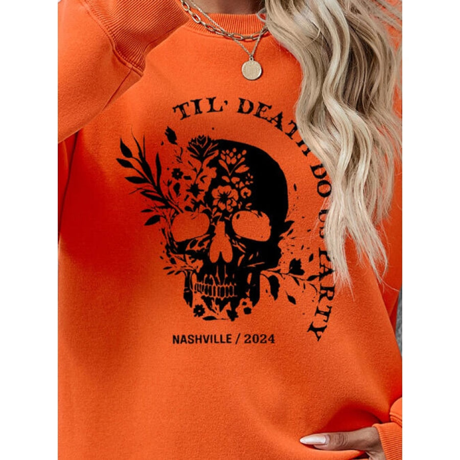 Graphic Round Neck Dropped Shoulder Sweatshirt