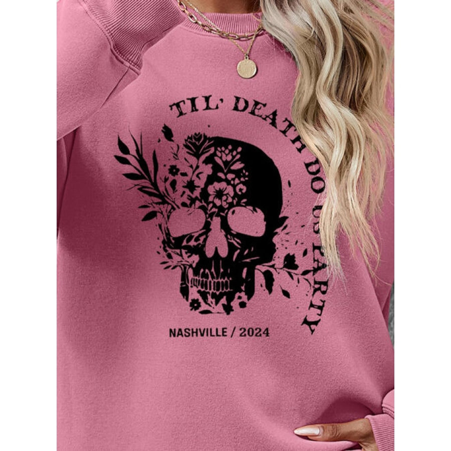 Graphic Round Neck Dropped Shoulder Sweatshirt