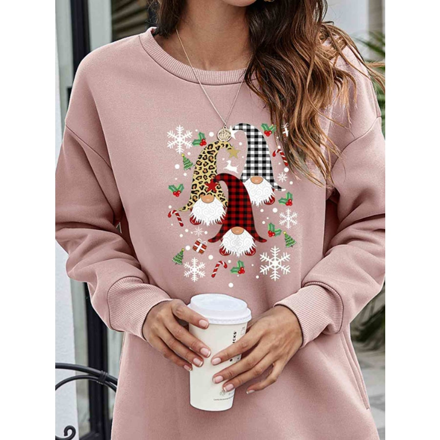 Graphic Round Neck Dropped Shoulder Sweatshirt