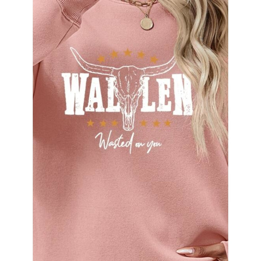 Graphic Round Neck Dropped Shoulder Sweatshirt