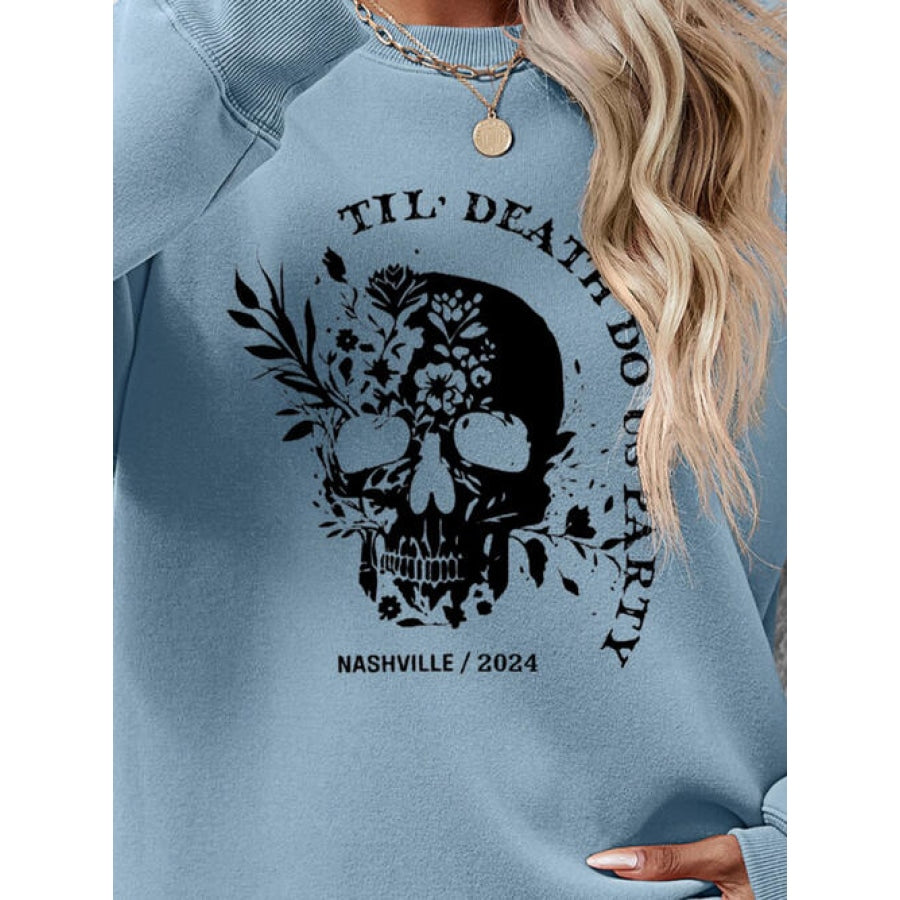 Graphic Round Neck Dropped Shoulder Sweatshirt