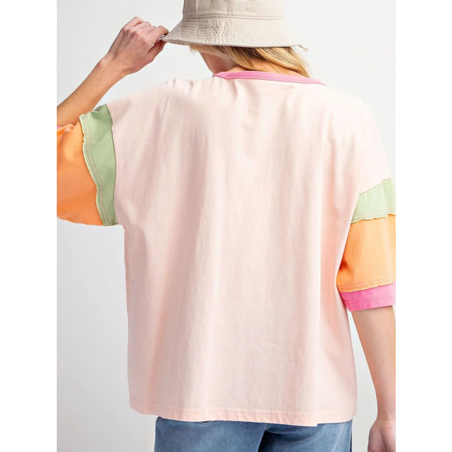 Graphic Round Neck Half Sleeve T-Shirt Watermelon pink / S Apparel and Accessories