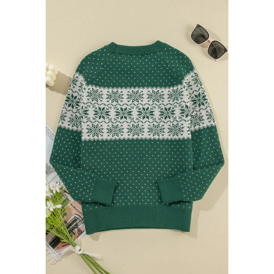 Graphic Round Neck Long Sleeve Sweater Apparel and Accessories