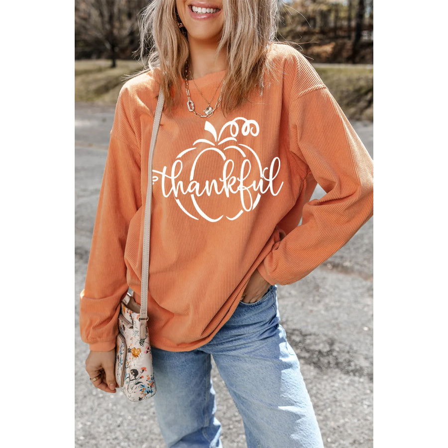 Graphic Round Neck Long Sleeve Sweatshirt Apparel and Accessories