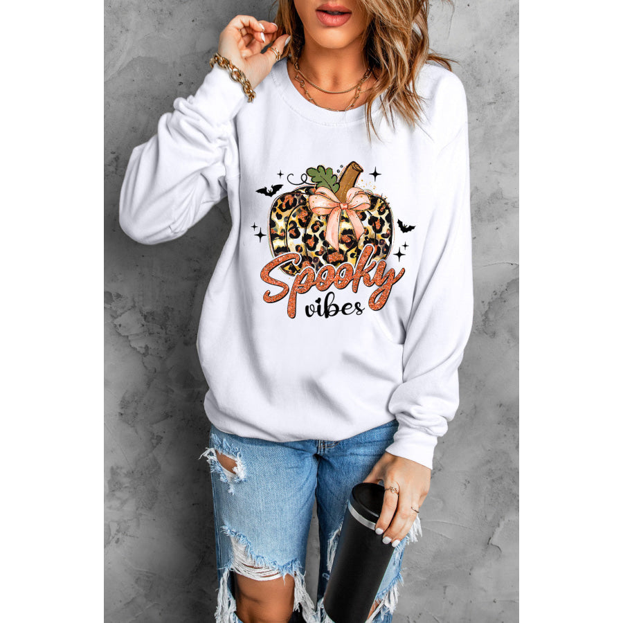 Graphic Round Neck Long Sleeve Sweatshirt Apparel and Accessories