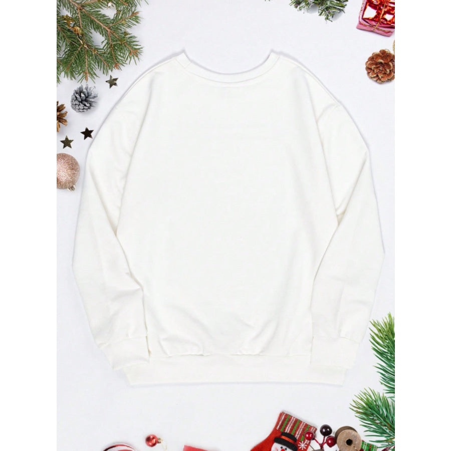 Graphic Round Neck Long Sleeve Sweatshirt Apparel and Accessories