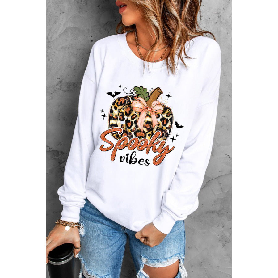 Graphic Round Neck Long Sleeve Sweatshirt Apparel and Accessories