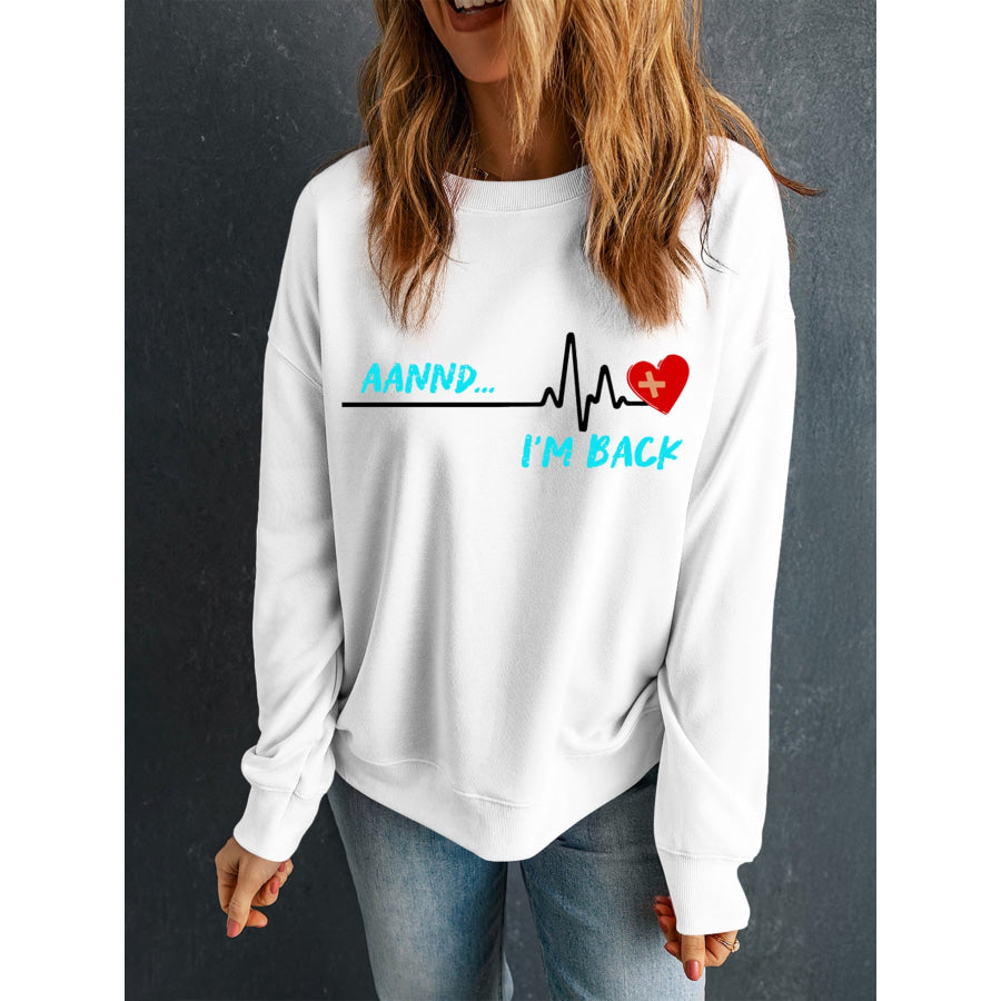 Graphic Round Neck Long Sleeve Sweatshirt Apparel and Accessories