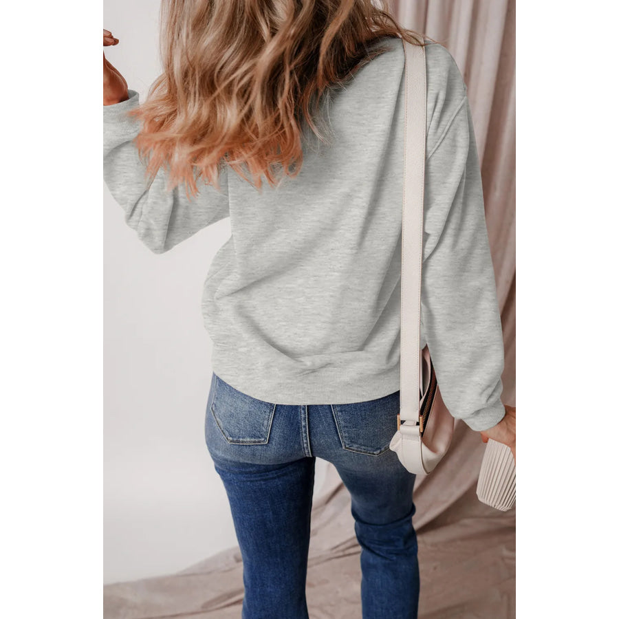 Graphic Round Neck Long Sleeve Sweatshirt Apparel and Accessories