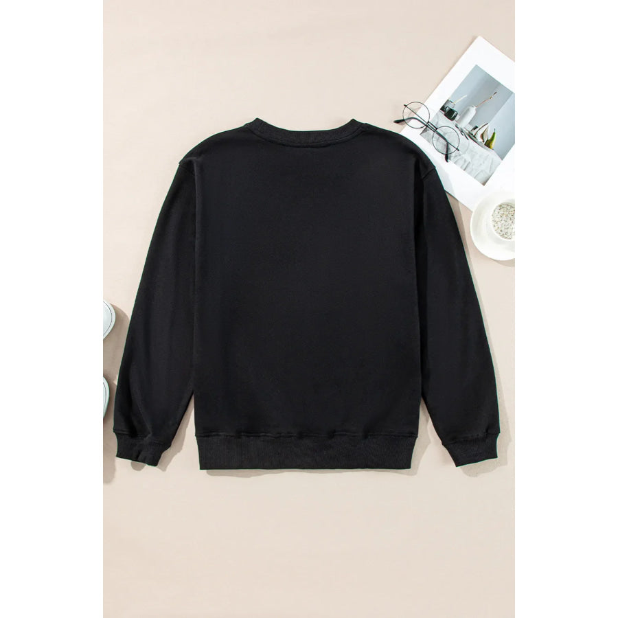 Graphic Round Neck Long Sleeve Sweatshirt Apparel and Accessories