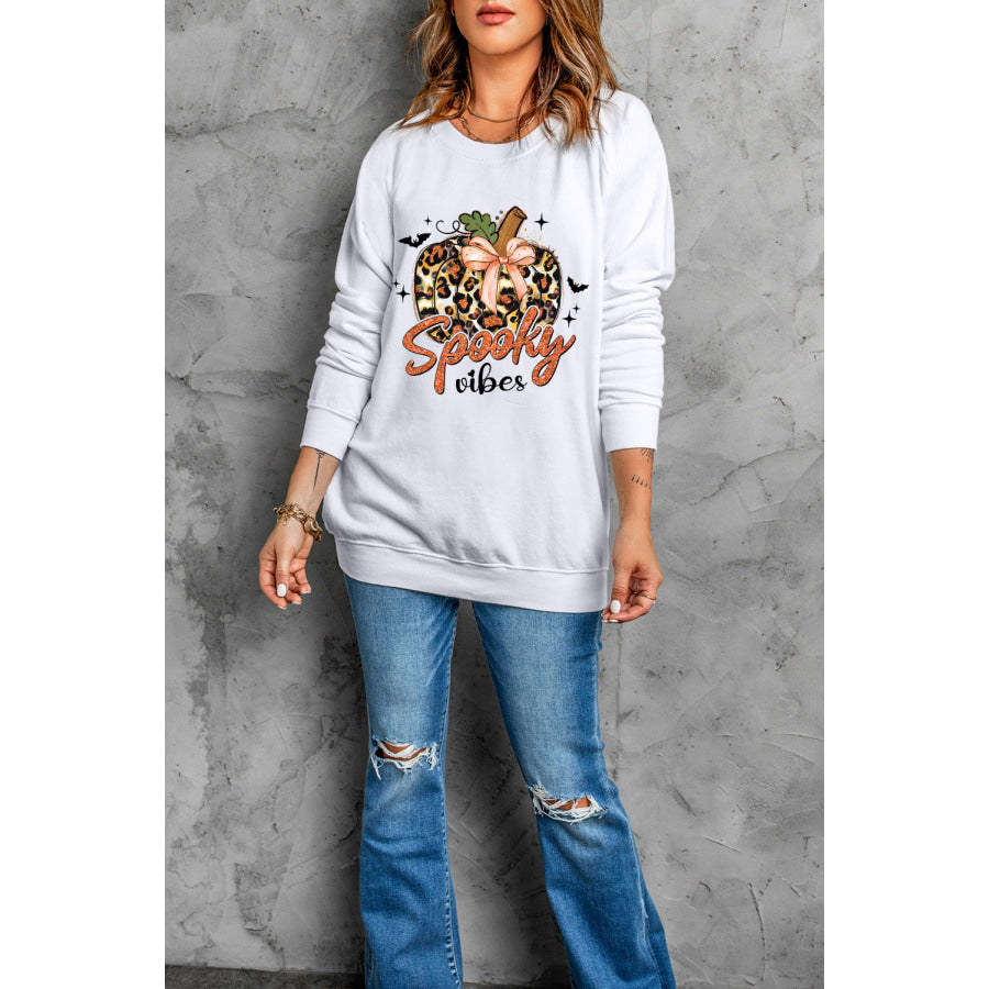 Graphic Round Neck Long Sleeve Sweatshirt Apparel and Accessories