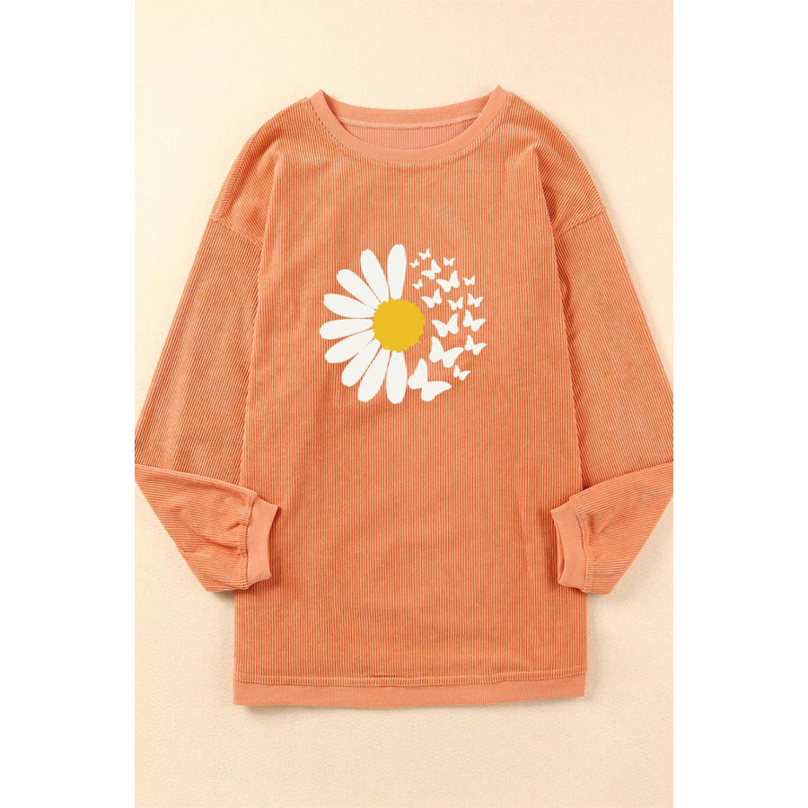 Graphic Round Neck Long Sleeve Sweatshirt Apparel and Accessories