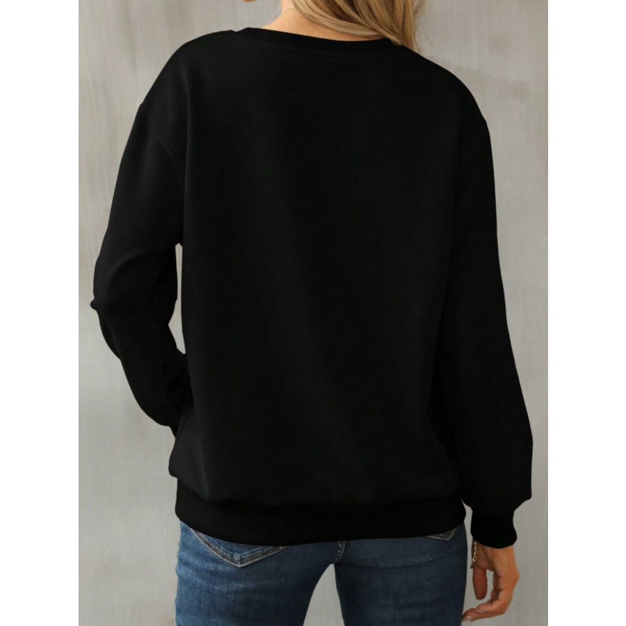 Graphic Round Neck Long Sleeve Sweatshirt Apparel and Accessories