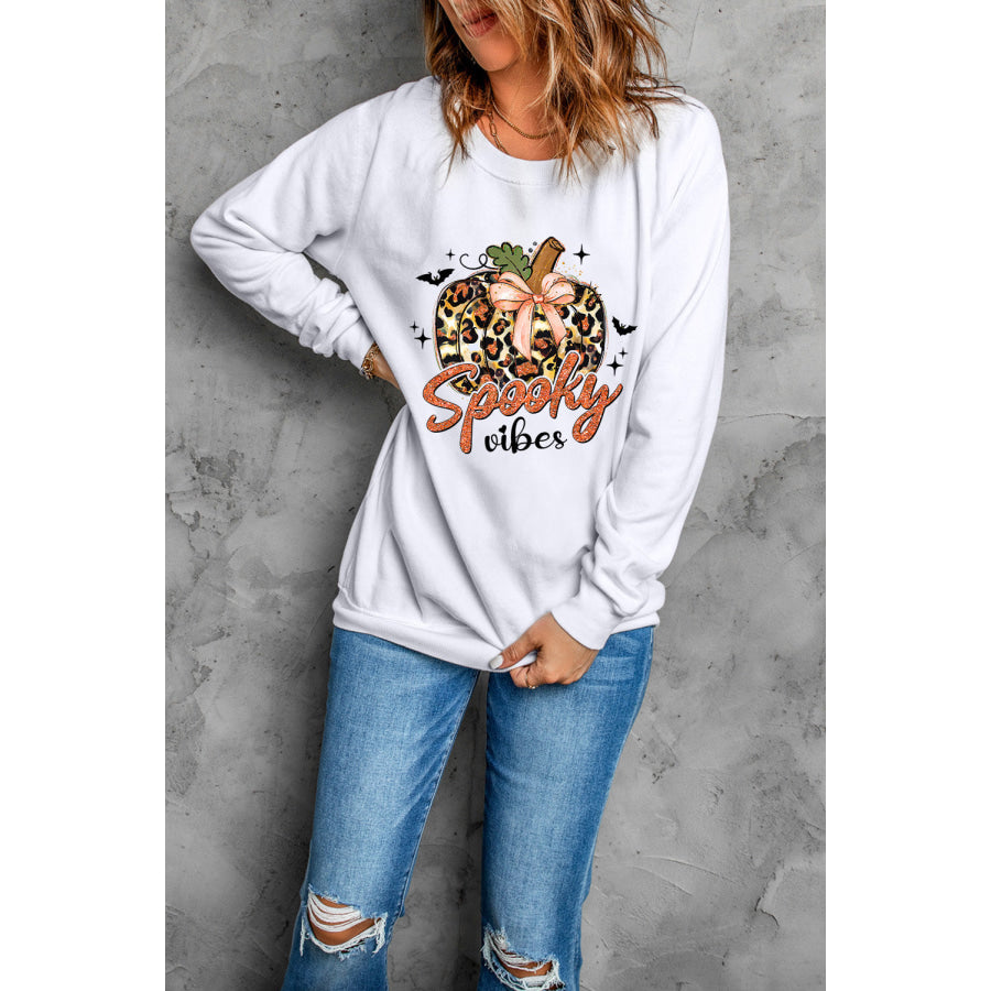 Graphic Round Neck Long Sleeve Sweatshirt Apparel and Accessories