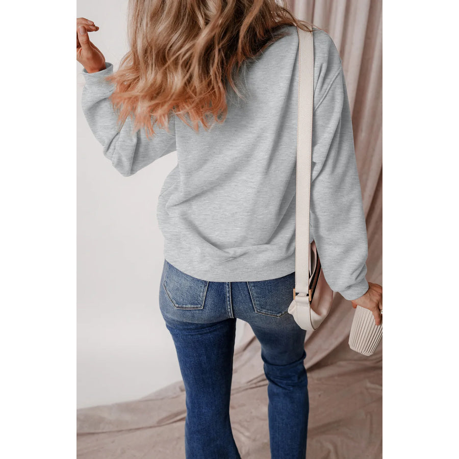 Graphic Round Neck Long Sleeve Sweatshirt Apparel and Accessories