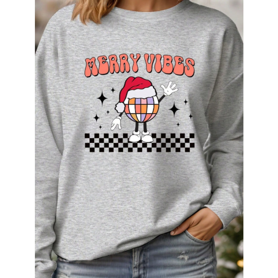 Graphic Round Neck Long Sleeve Sweatshirt Apparel and Accessories