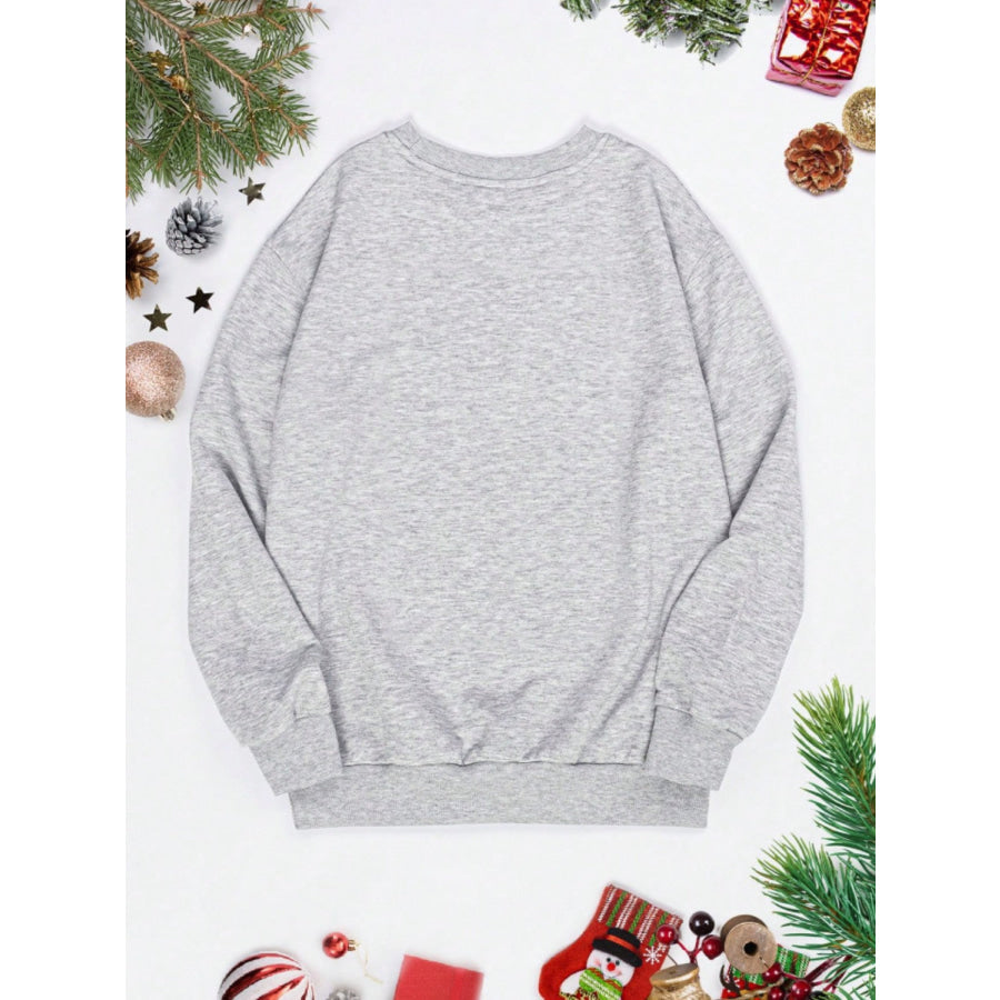 Graphic Round Neck Long Sleeve Sweatshirt Apparel and Accessories