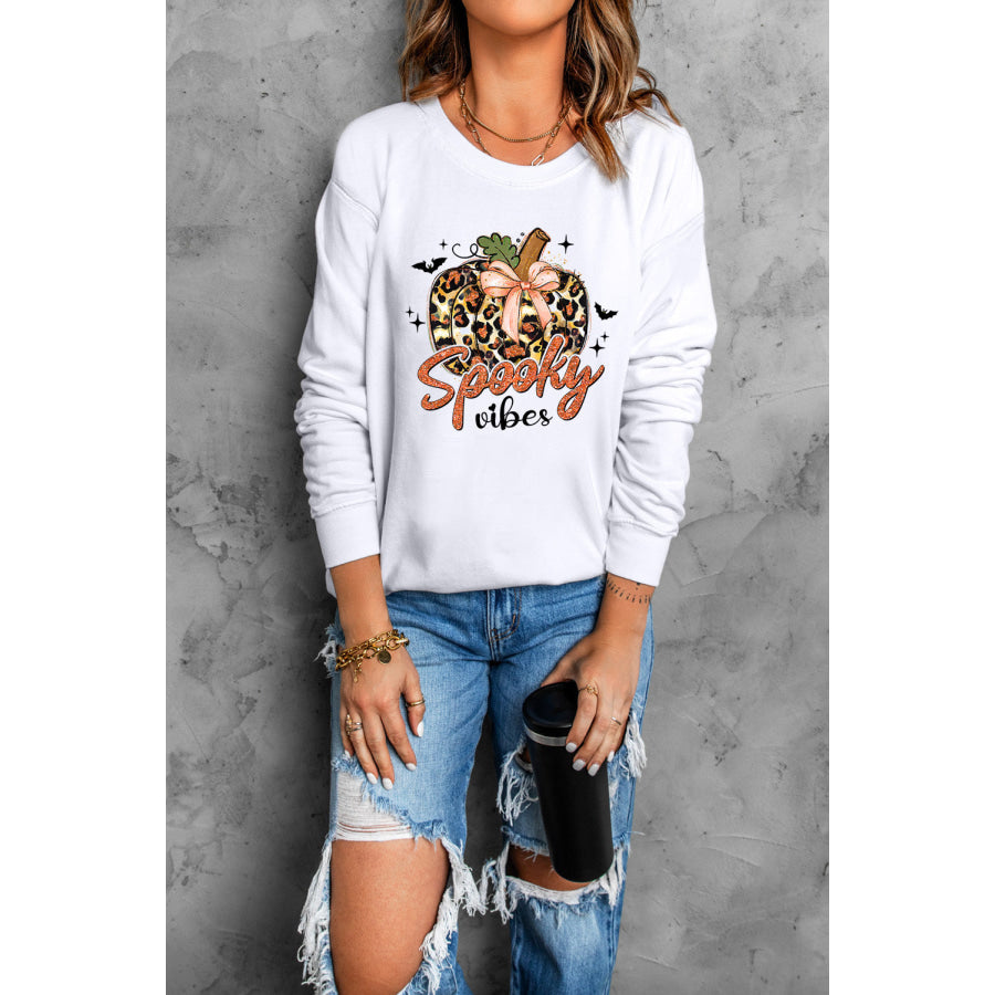 Graphic Round Neck Long Sleeve Sweatshirt Apparel and Accessories