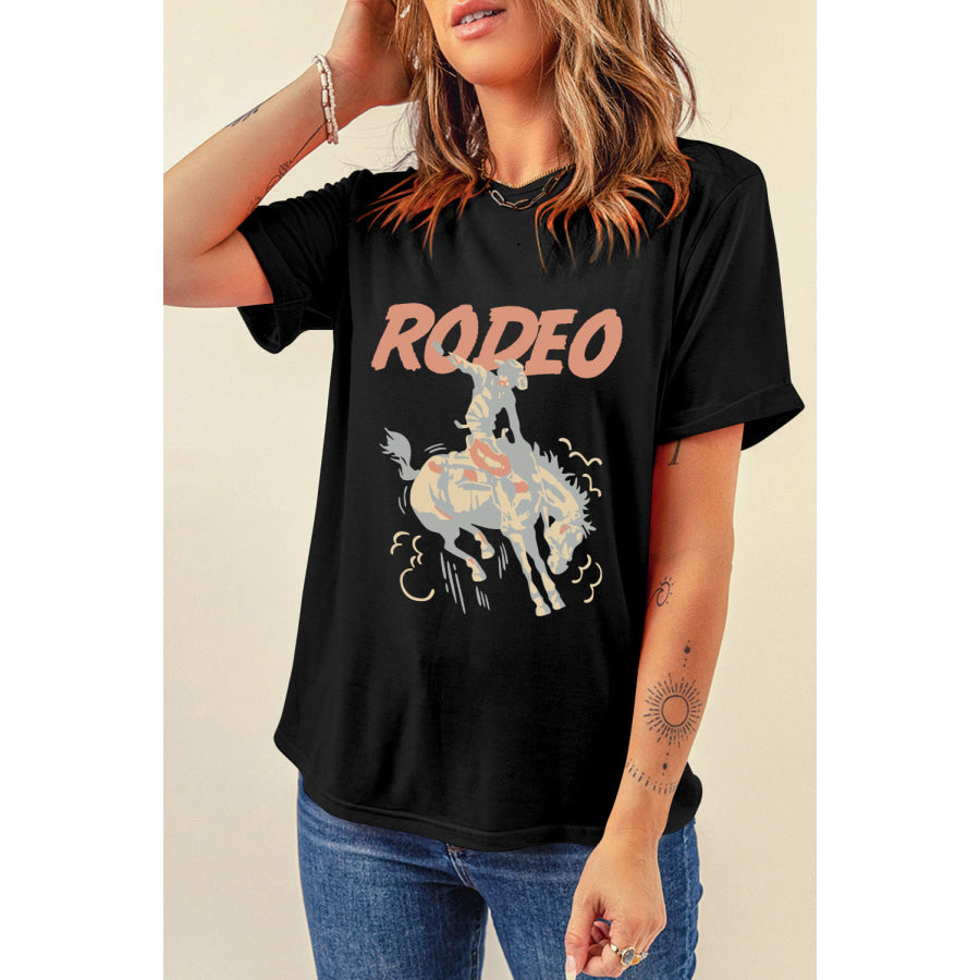 Graphic Round Neck Short Sleeve T-Shirt Apparel and Accessories