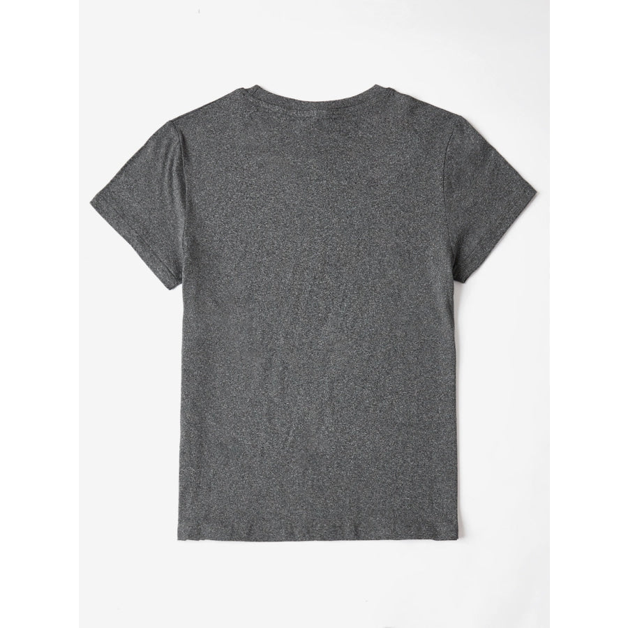 Graphic Round Neck Short Sleeve T-Shirt Dark Gray / S Apparel and Accessories