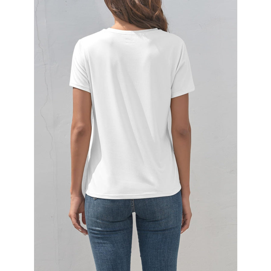 Graphic Round Neck Short Sleeve T - Shirt White / S Apparel and Accessories