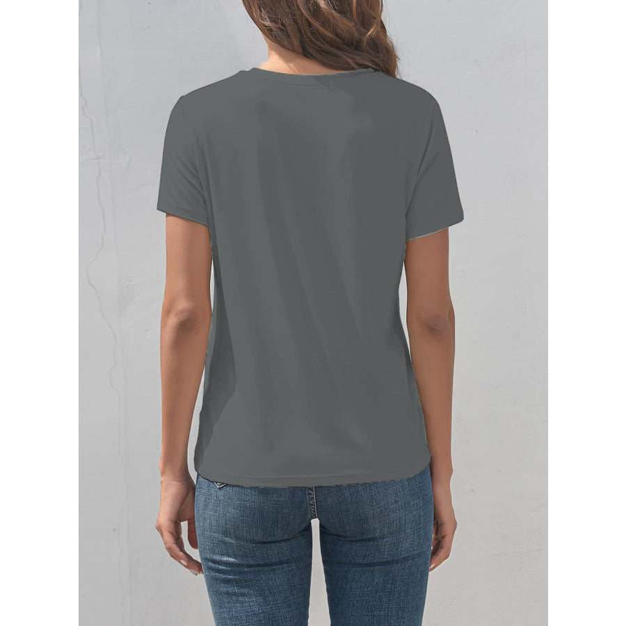 Graphic Round Neck Short Sleeve T - Shirt Apparel and Accessories