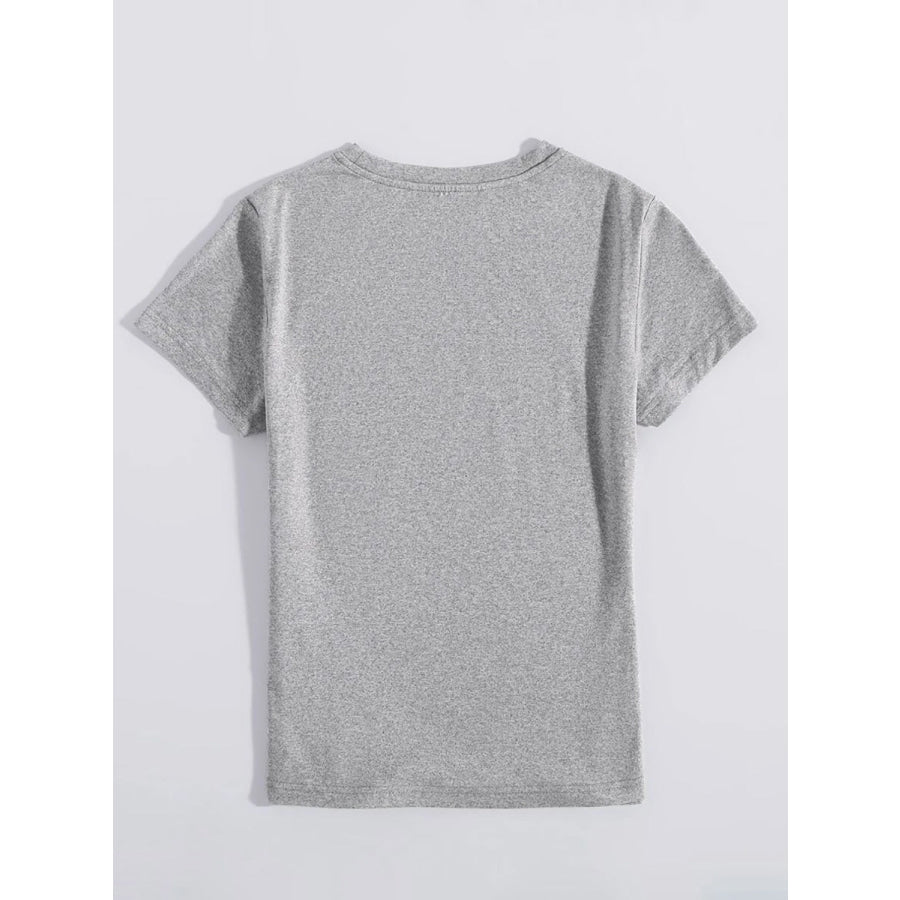 Graphic Round Neck Short Sleeve T-Shirt Gray / S Apparel and Accessories