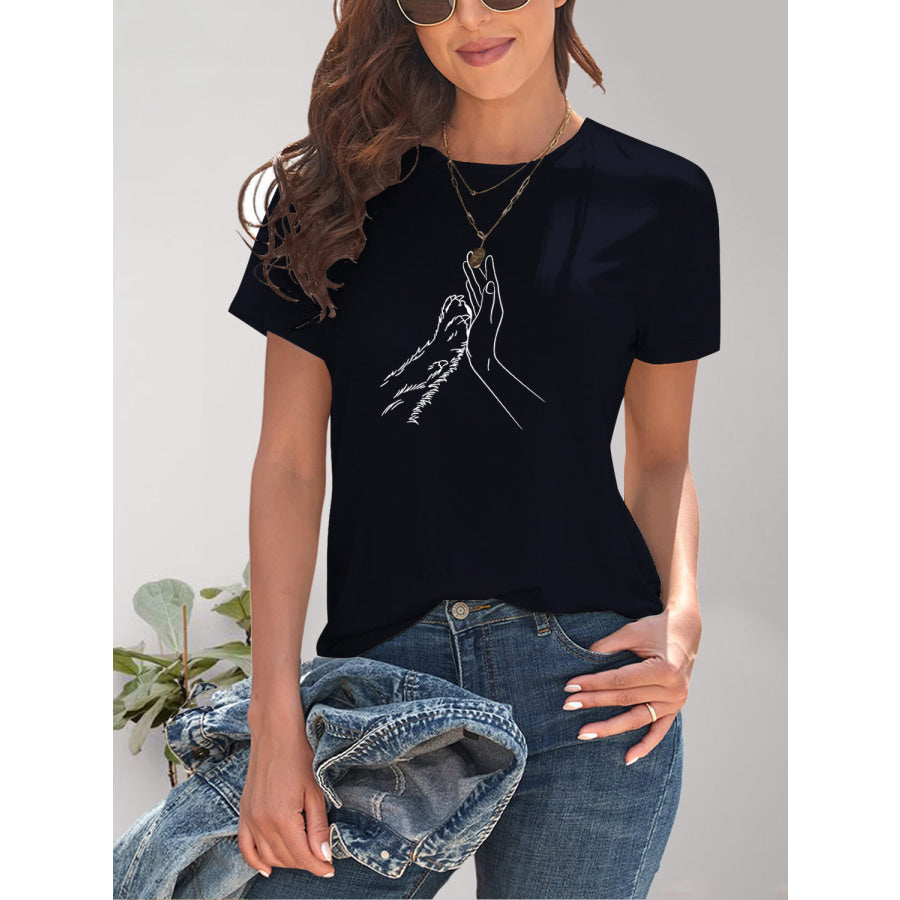 Graphic Round Neck Short Sleeve T-Shirt Apparel and Accessories