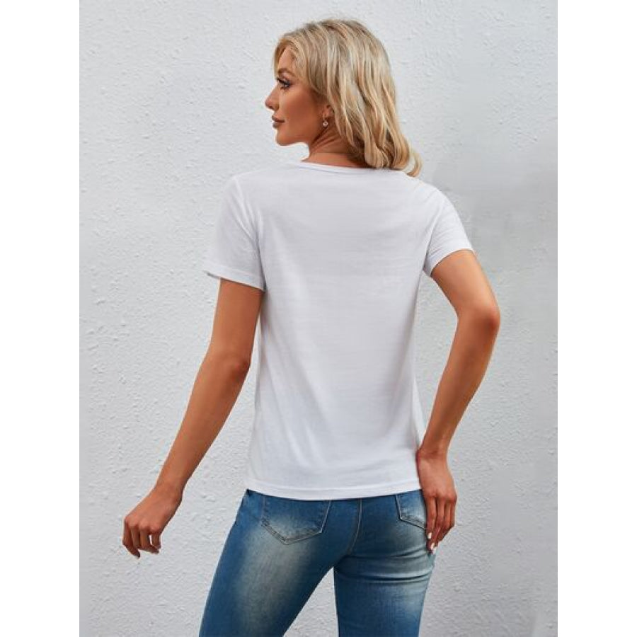 Graphic Round Neck Short Sleeve T - Shirt Apparel and Accessories