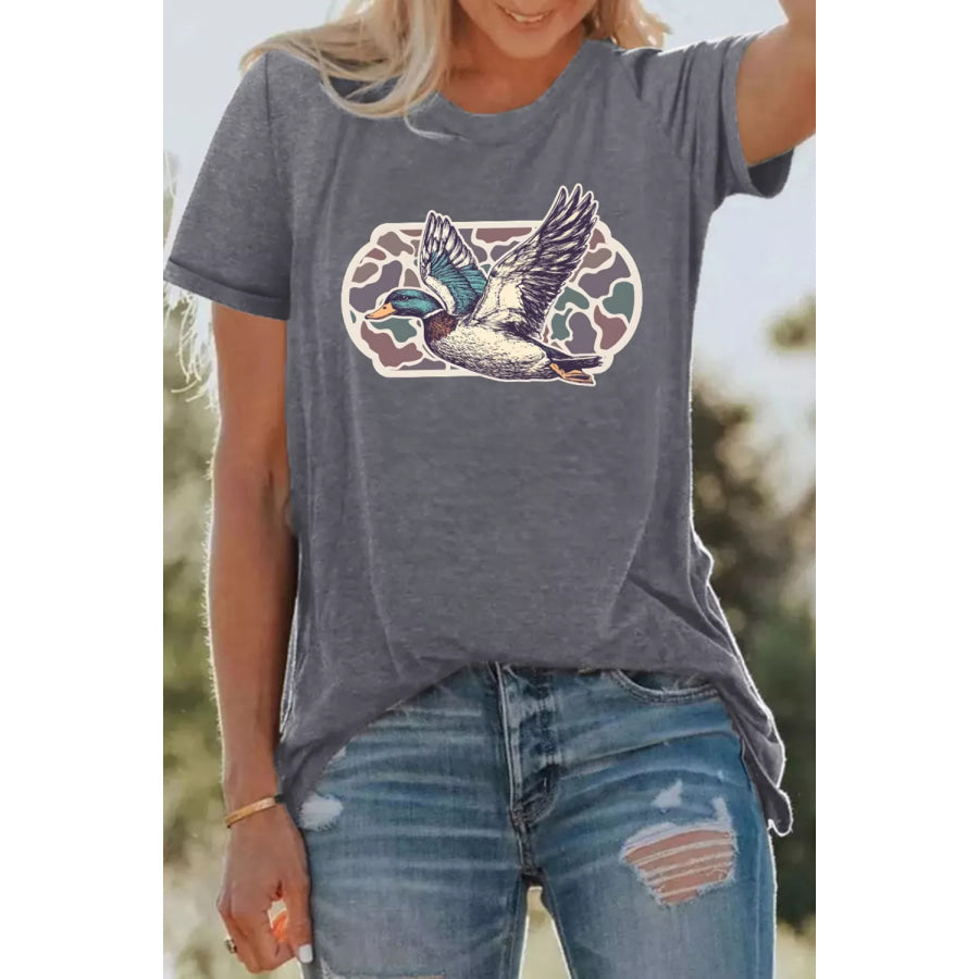 Graphic Round Neck Short Sleeve T-Shirt Apparel and Accessories