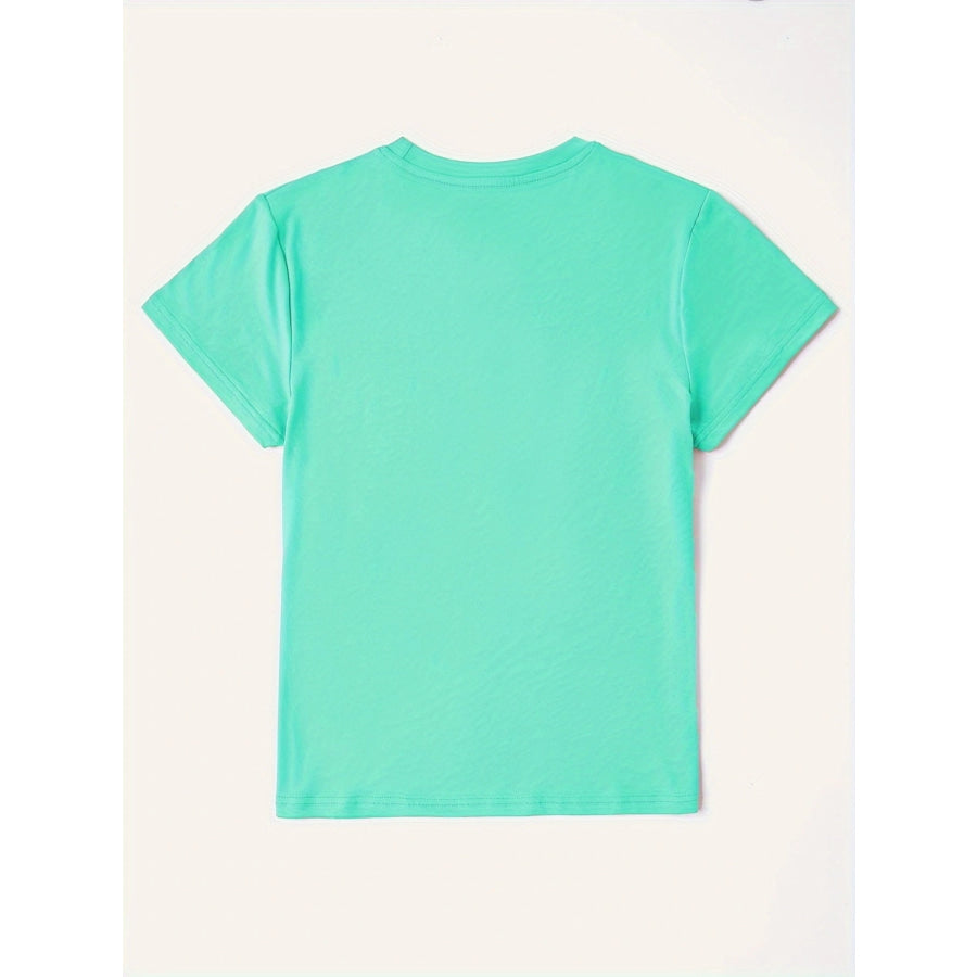 Graphic Round Neck Short Sleeve T-Shirt Tiffany Blue / S Apparel and Accessories