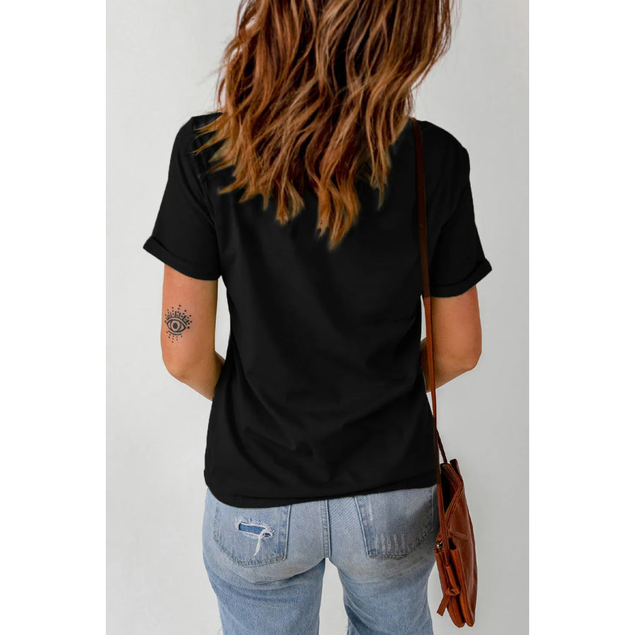 Graphic Round Neck Short Sleeve T-Shirt Apparel and Accessories