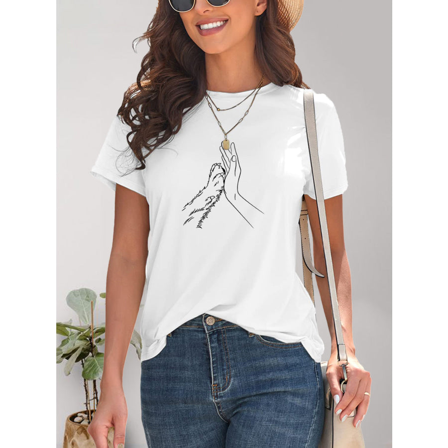 Graphic Round Neck Short Sleeve T-Shirt Apparel and Accessories