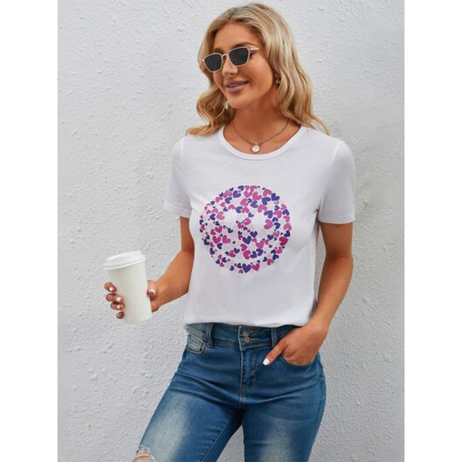 Graphic Round Neck Short Sleeve T - Shirt Apparel and Accessories