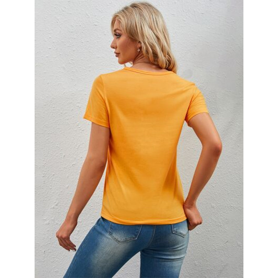 Graphic Round Neck Short Sleeve T - Shirt Honey / S Apparel and Accessories