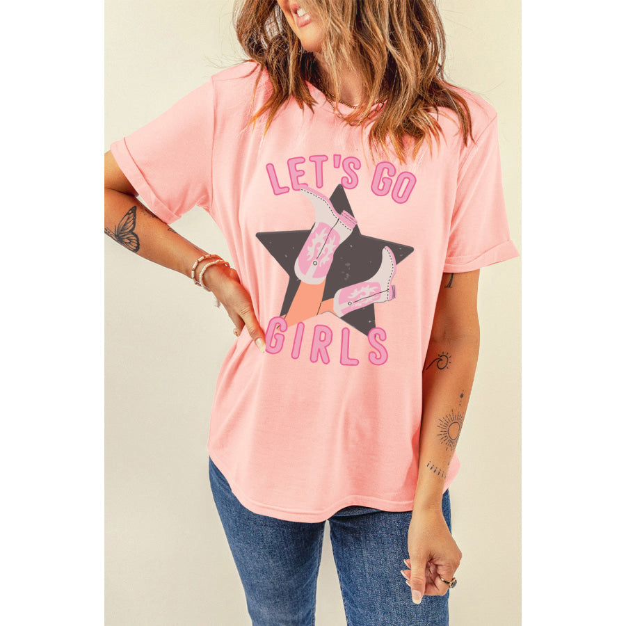 Graphic Round Neck Short Sleeve T-Shirt Watermelon pink / S Apparel and Accessories