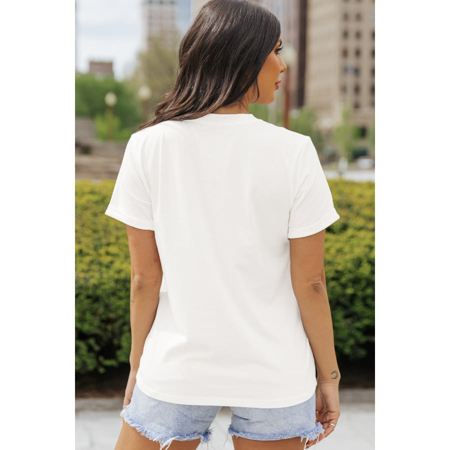 Graphic Round Neck Short Sleeve T-Shirt Apparel and Accessories