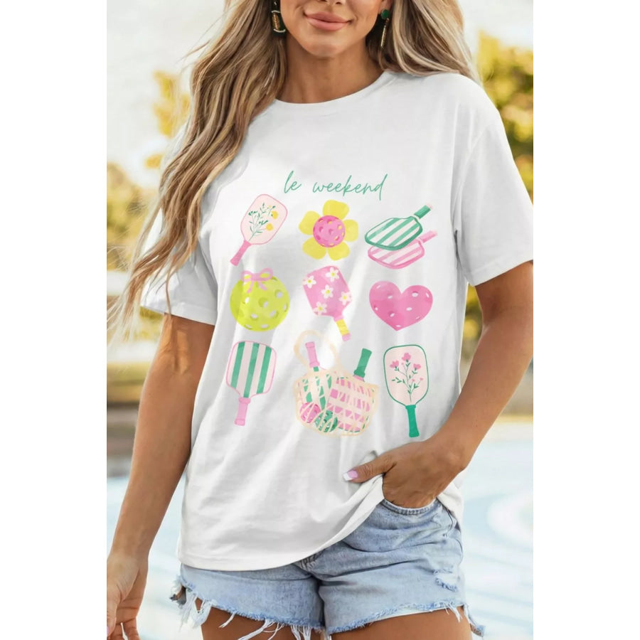 Graphic Round Neck Short Sleeve T-Shirt Apparel and Accessories