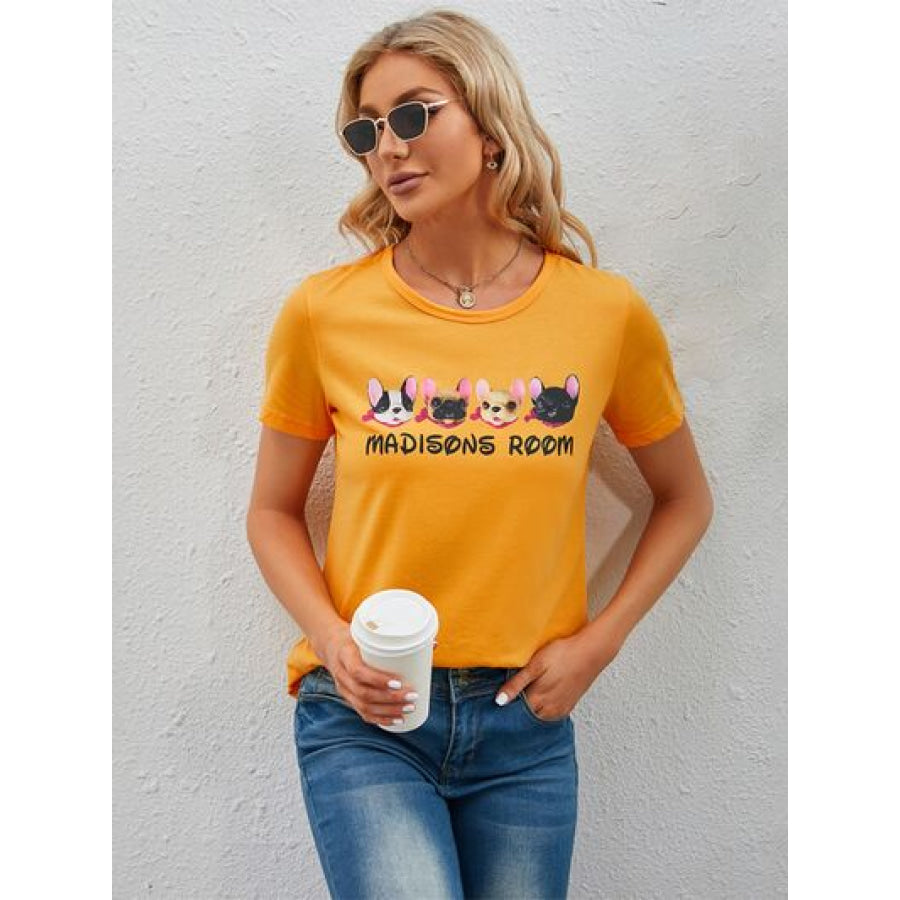 Graphic Round Neck Short Sleeve T - Shirt Apparel and Accessories