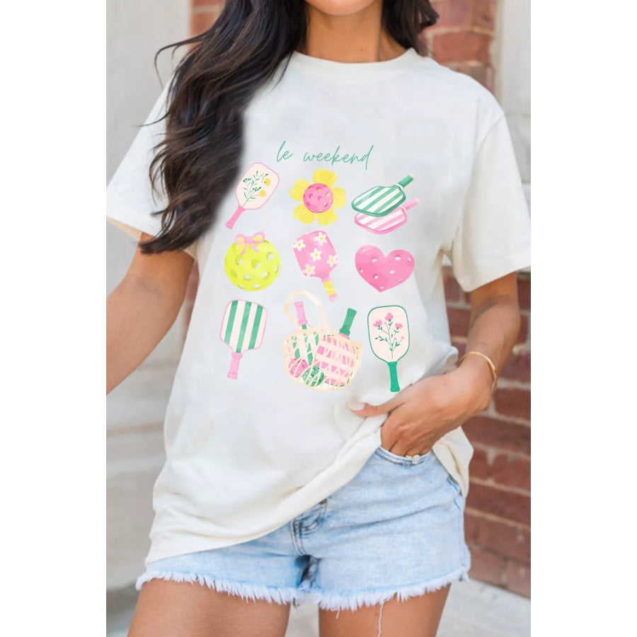 Graphic Round Neck Short Sleeve T-Shirt Apparel and Accessories