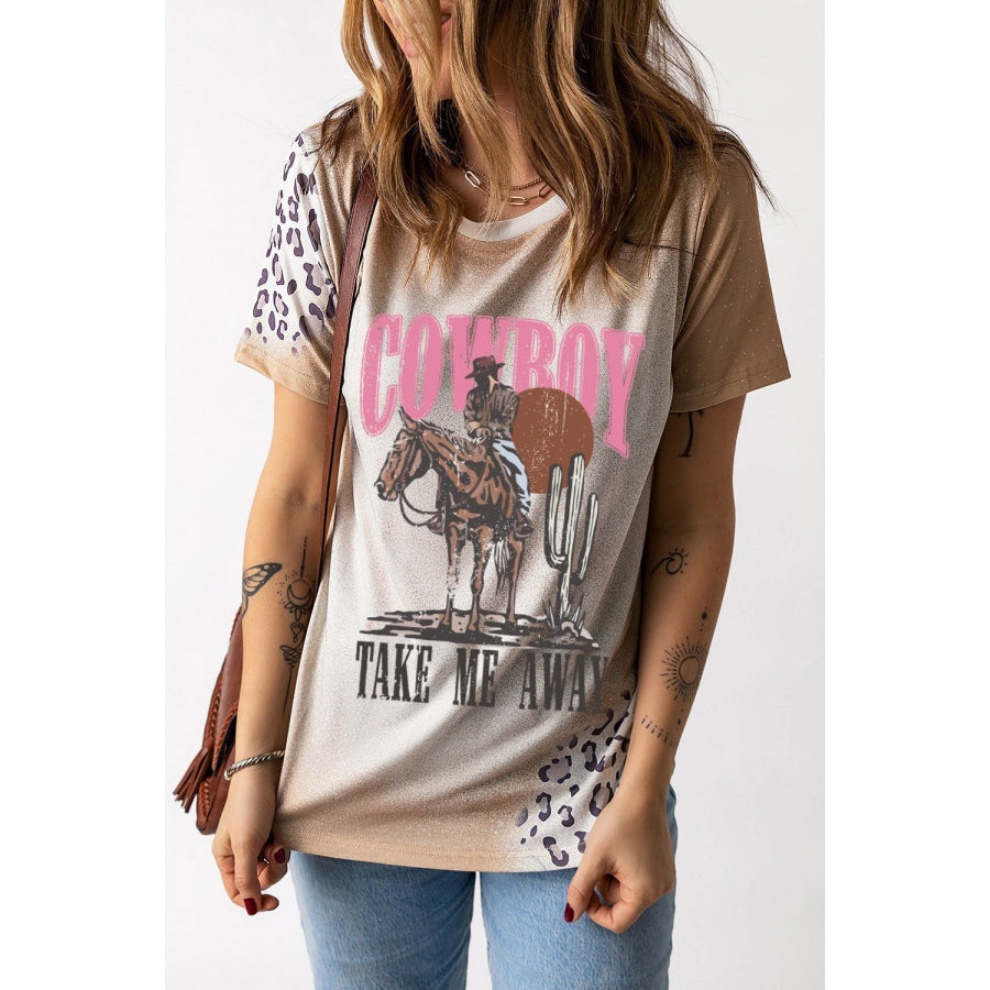 Graphic Round Neck Short Sleeve T-Shirt Apparel and Accessories