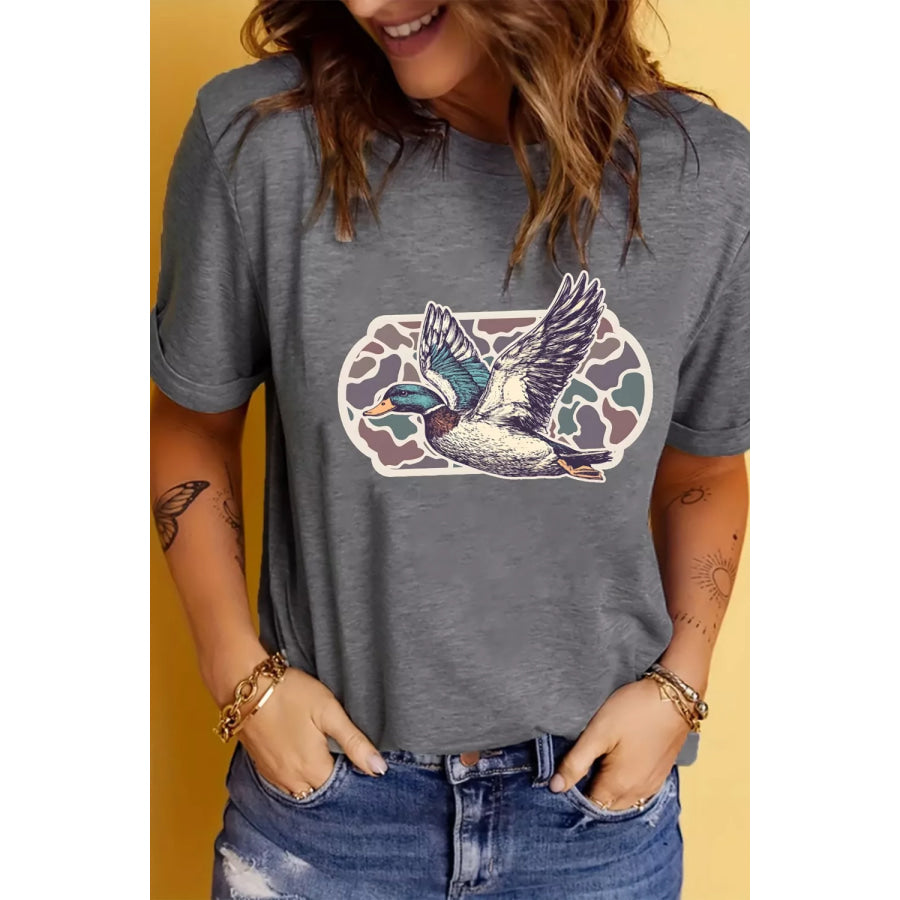 Graphic Round Neck Short Sleeve T-Shirt Apparel and Accessories