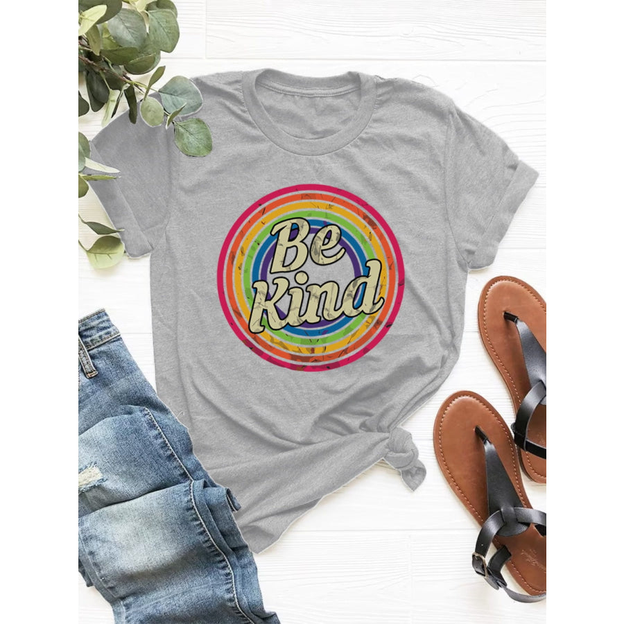 Graphic Round Neck Short Sleeve T-Shirt Gray / S Apparel and Accessories