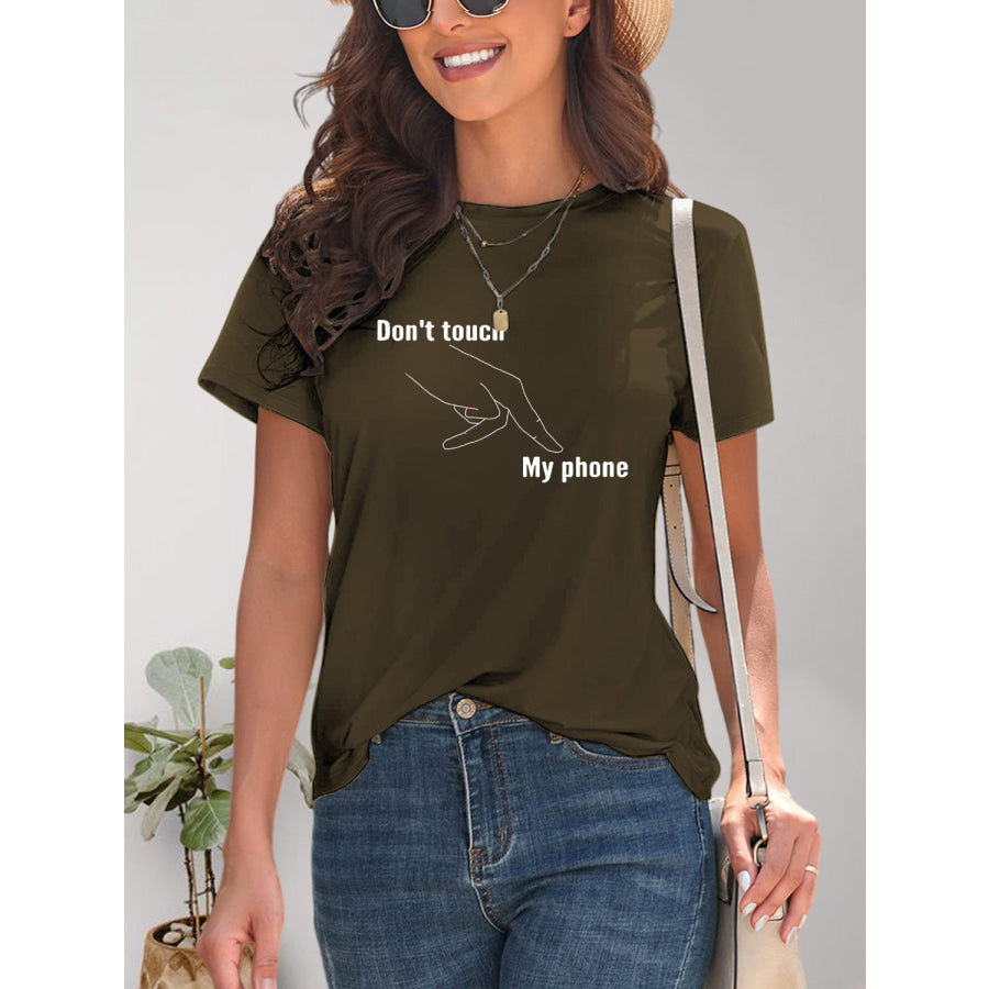 Graphic Round Neck Short Sleeve T-Shirt Olive Brown / S Apparel and Accessories