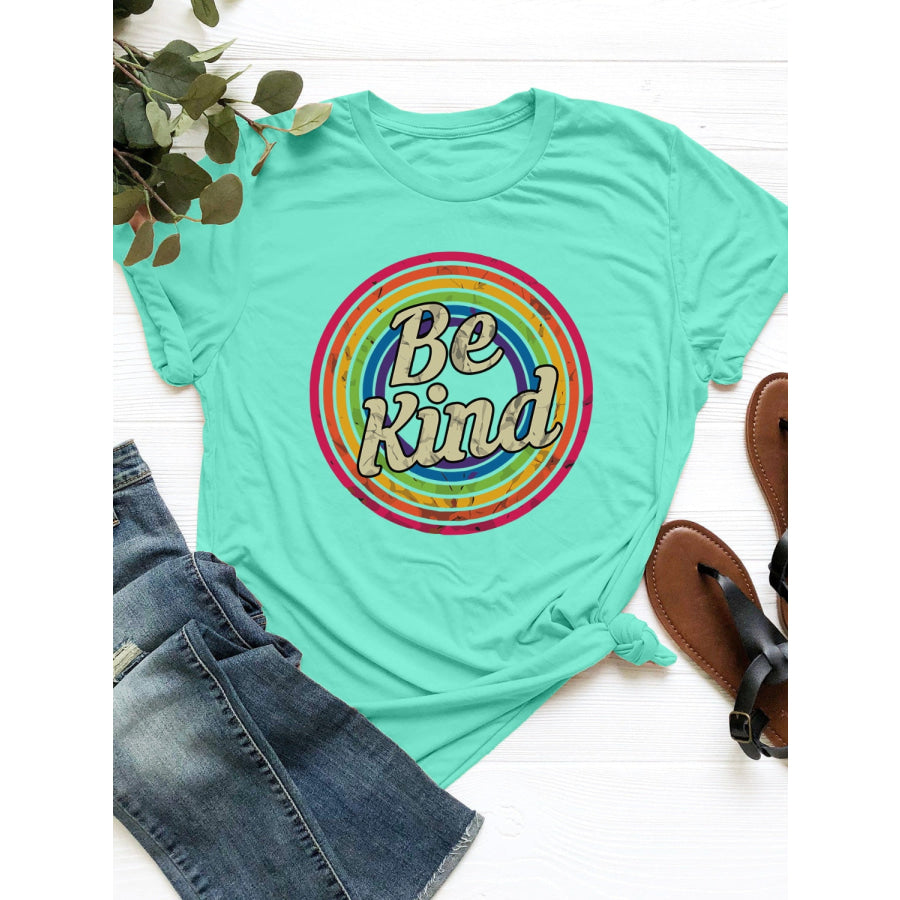 Graphic Round Neck Short Sleeve T-Shirt Tiffany Blue / S Apparel and Accessories