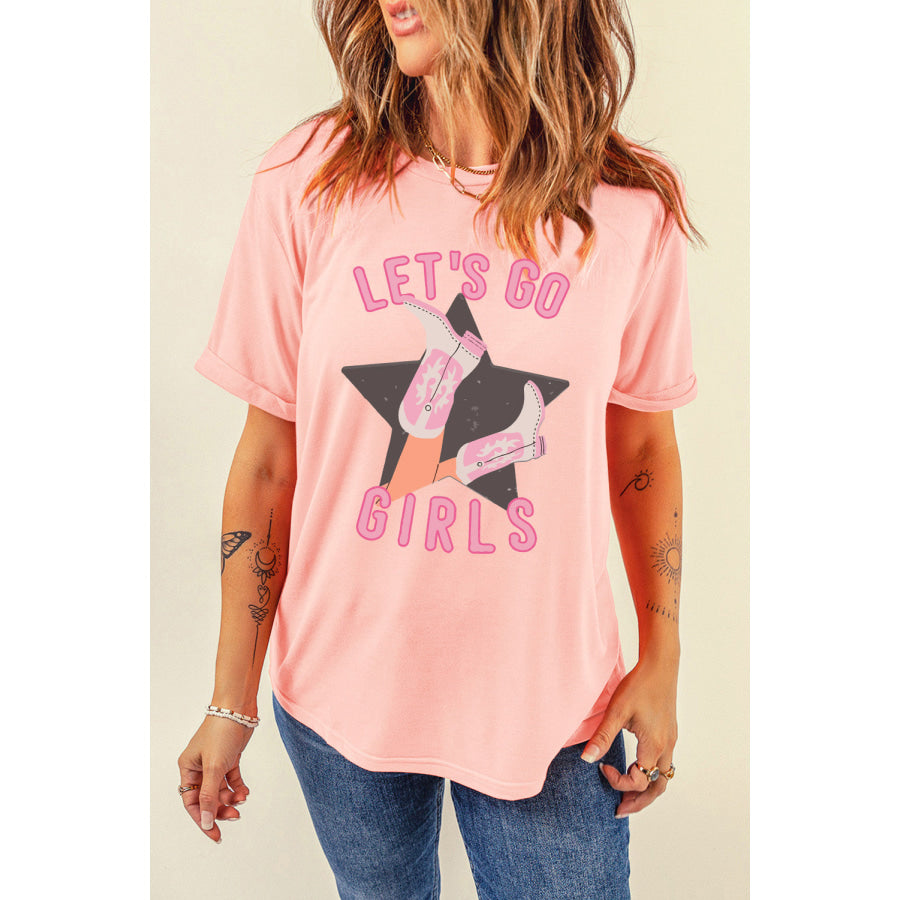 Graphic Round Neck Short Sleeve T-Shirt Watermelon pink / S Apparel and Accessories